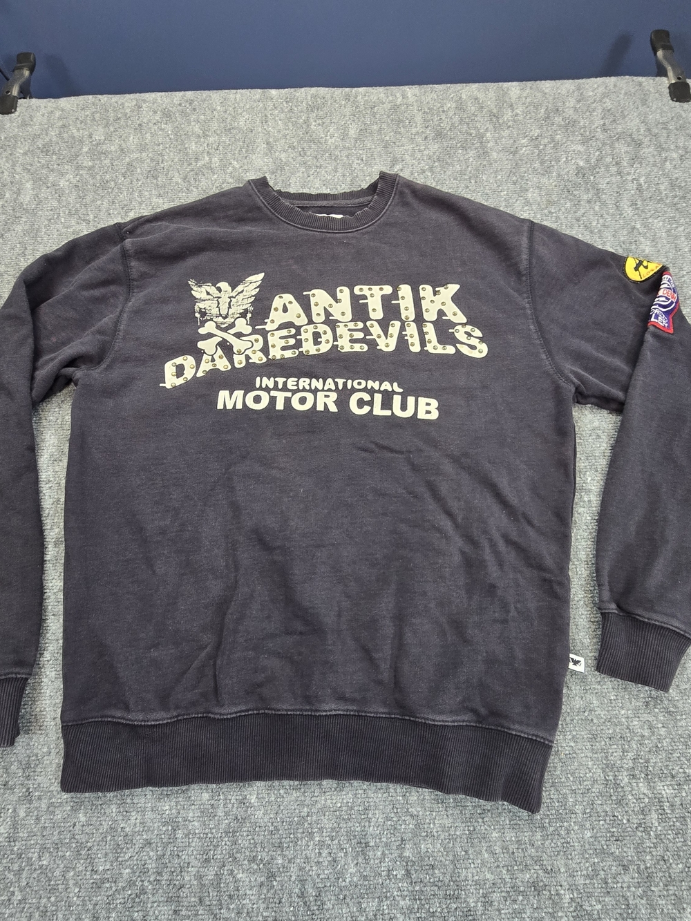 Antik Denim Gallery Motor Club Sweatshirt Mens XL Black Y2K Crewneck Biker